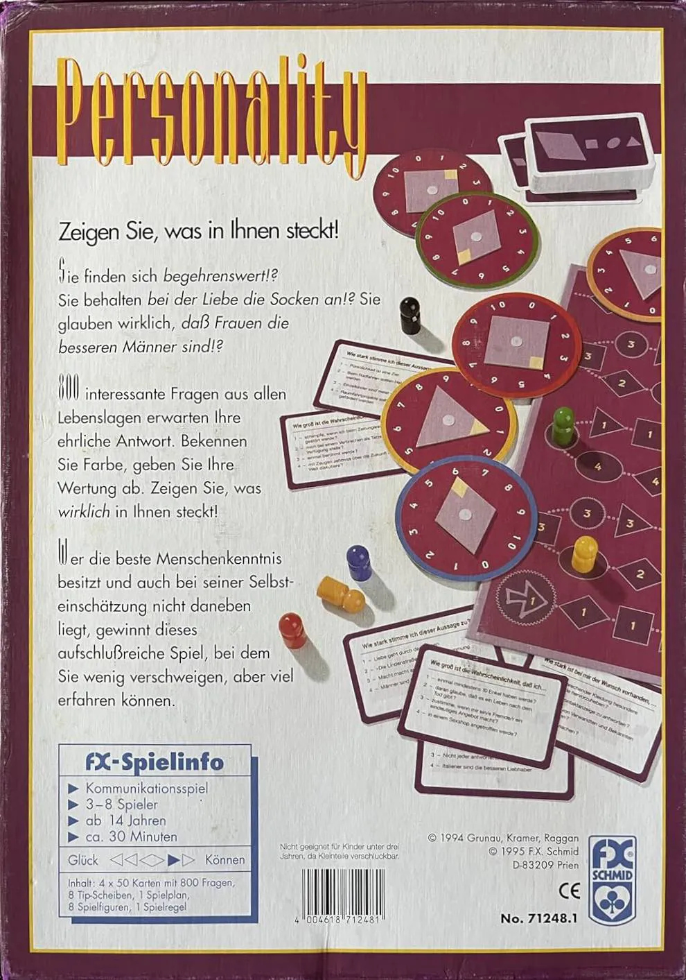 Personality – FX Schmid 1994 – Kommunikationsspiel – 800 Fragen – ab 14 Jahren – Komplett – Bild 2