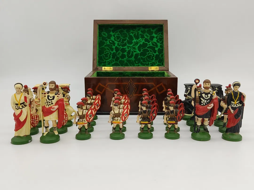 Römisches Vintage Schachset aus Metall - Bild 1