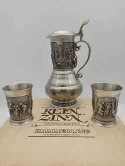 Artina Zinn-Weinkrug mit Bechern in Holzkiste | Geschenk-Set – Vorschau 4