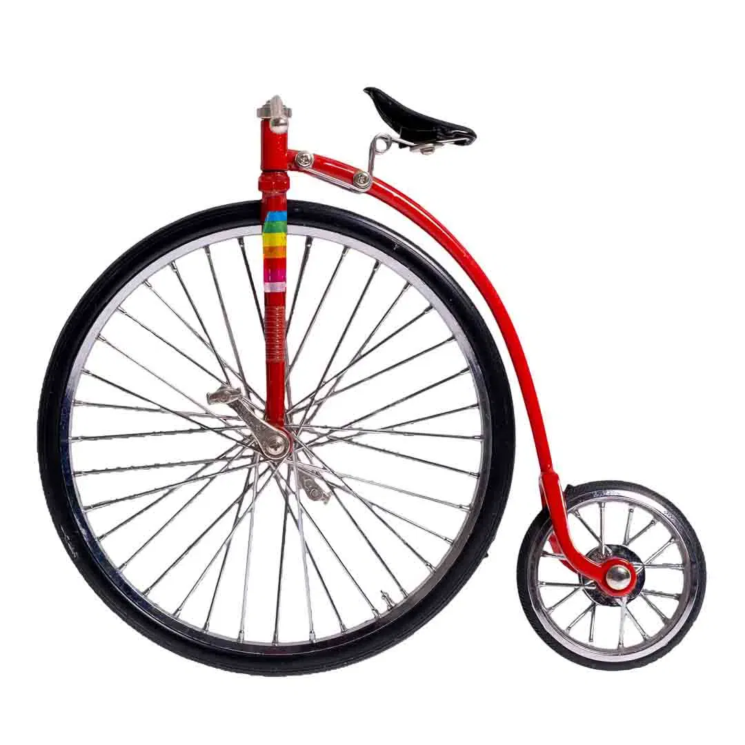 Vintage Fahrrad / Hochrad mit zwei Rädern in rot, Höhe 17cm - Bild 4