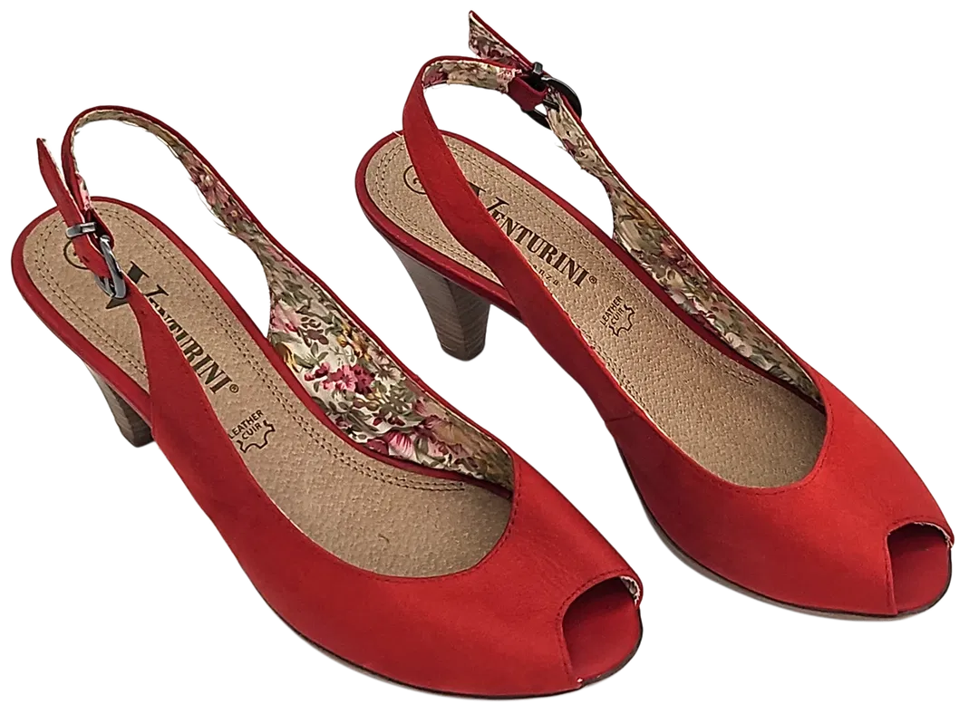 VENTURINI eleganza Damen Leder Pumps, rot - Gr. 37  - Bild 1