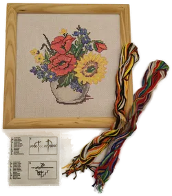 Stickset für Gobelinstickerei, Blumenstrauß, Ostern, Frühling - Bild 1