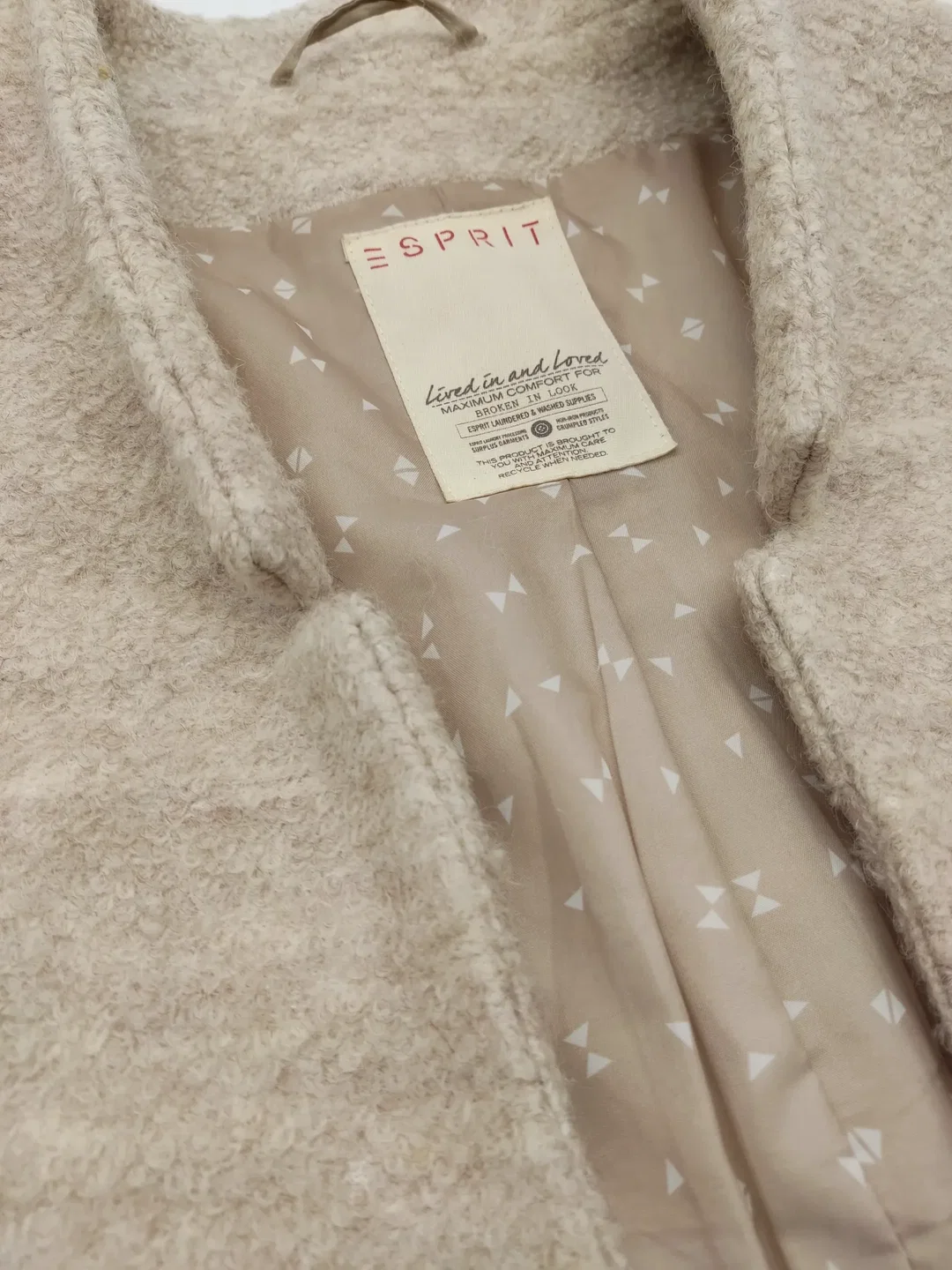 Esprit Damen Wollmantel, beige - Gr. L – Bild 4