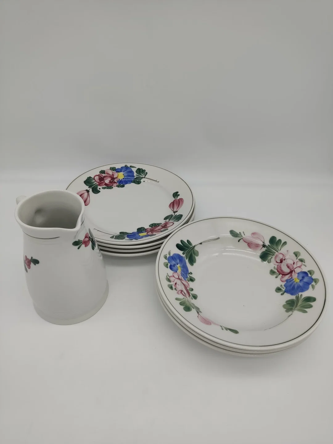 Lilien Porzellan - Kleines Set - Fleisch/Suppenteller & Krug 'Alpenflora', 8 Teile – Bild 12
