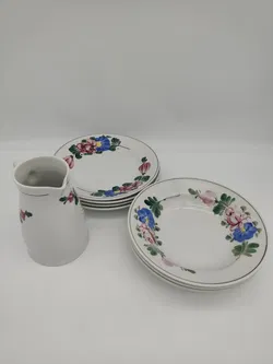 Lilien Porzellan - Kleines Set - Fleisch/Suppenteller & Krug 'Alpenflora', 8 Teile - Bild 12