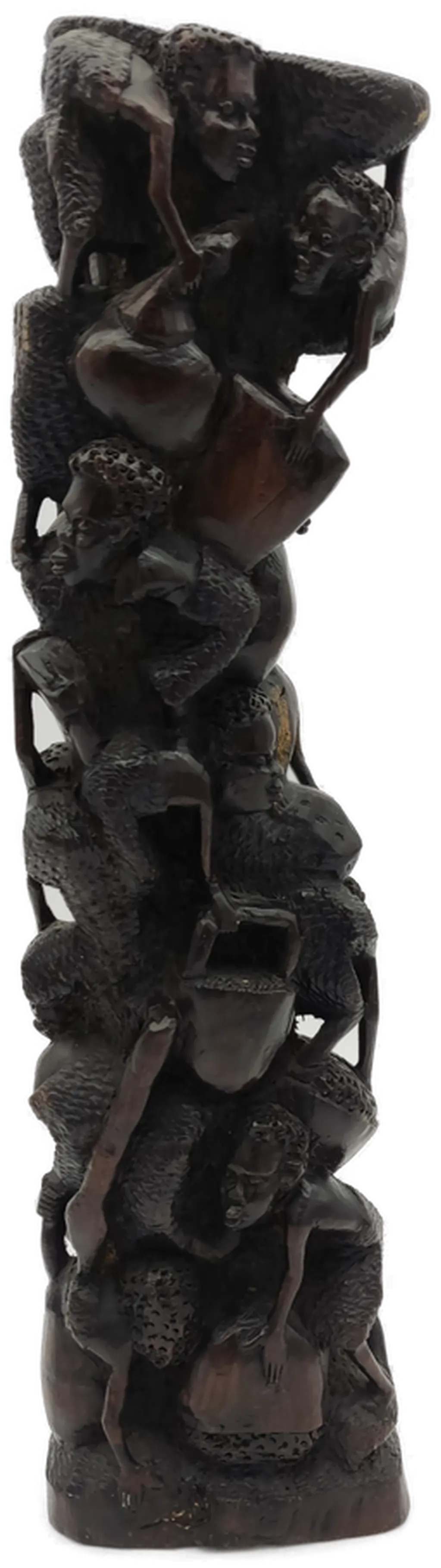 Makonde Lebensbaum Ebenholzfigur schwarz - Bild 1