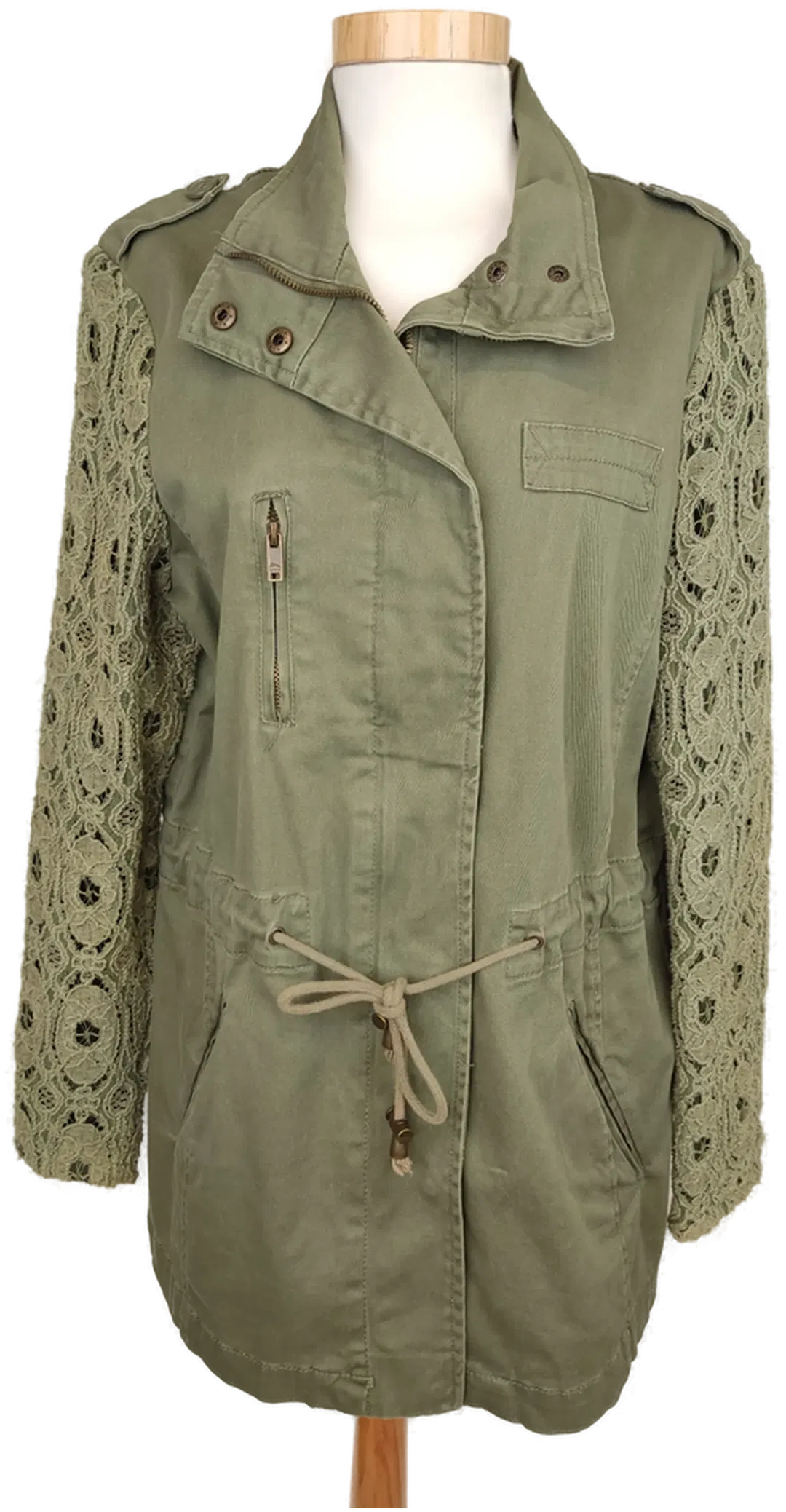 Ann Christine Damen Jacke mit Spitzenärmel olivengrün - S/36 - Bild 4