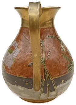 Vintage Messing-Krug mit Emaille-Dekor – Vorschau 5