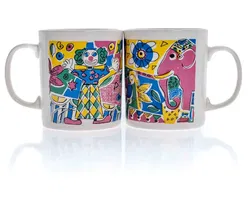 Kilncraft STL England Kaffee-Tassen im 2er Set im Zirkus Design - Bild 1