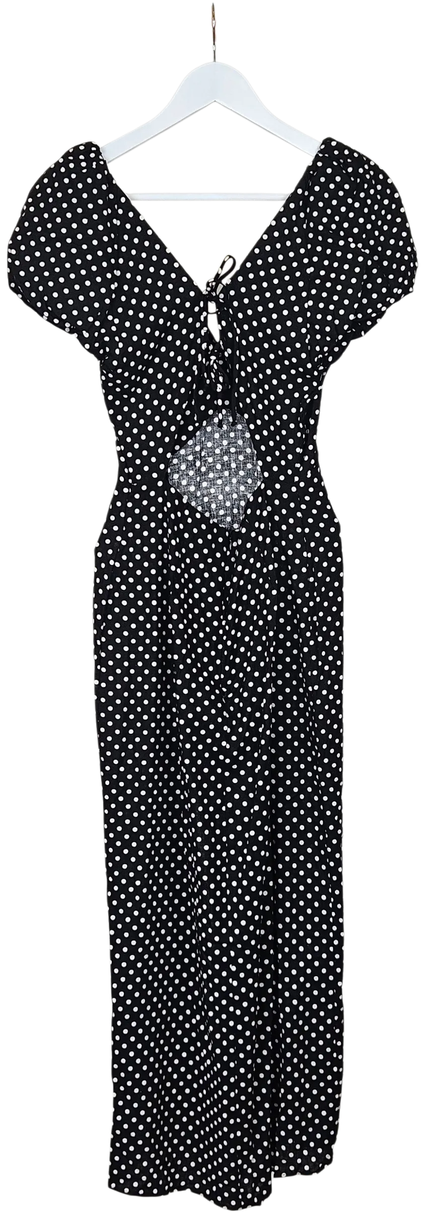 ZARA Damen Maxikleid mit Polka Dots, schwarz/weiß - Gr. S – Bild 2