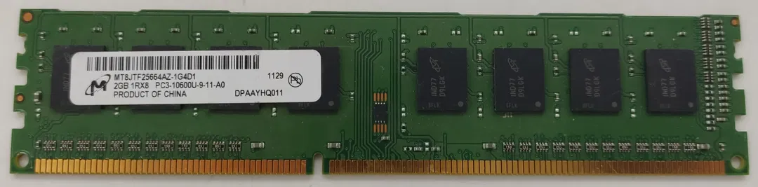 Micron 2GB DDR3 1Rx8 PC3-10600U-9-11-A0 Arbeitsspeicher / RAM  - Bild 1