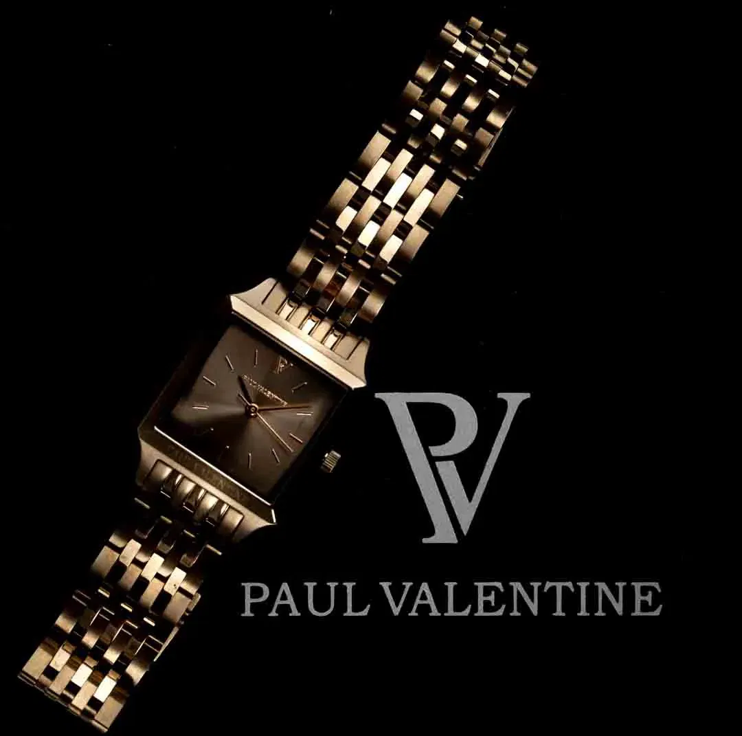 Paul Valentine Armbanduhr, eckig, 2cm, goldfarbenes Gliederarmband - Bild 4