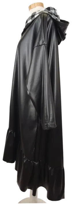 Damen Kunstleder Mantel mit gefütterter Kapuze, Volants, Gr. onesize - Bild 3