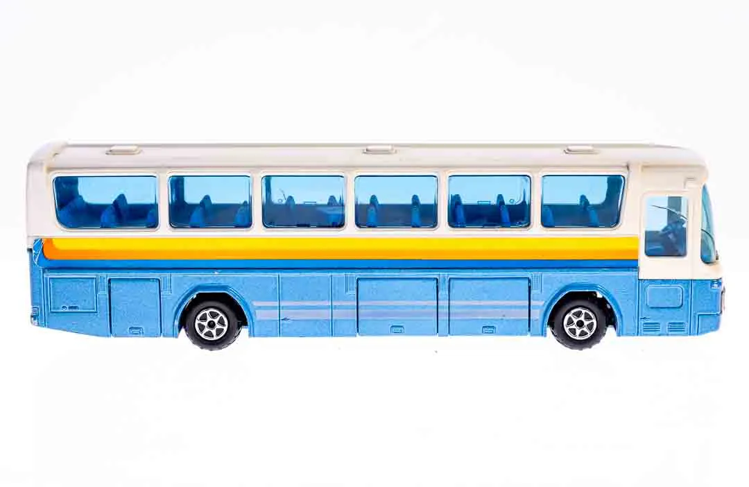 Majorette Mercedes blau/weiß/orange/gelb 1:55 – Bild 2
