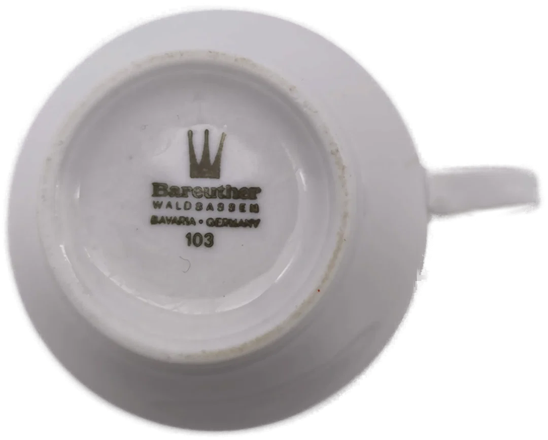 Waldsassen Bavaria, 3 Kaffeetassen, Porzellan mit Goldrand, Vintage – Bild 4
