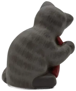 Thun Keramik Katze grau/gold mit roter Schleife - Bild 3