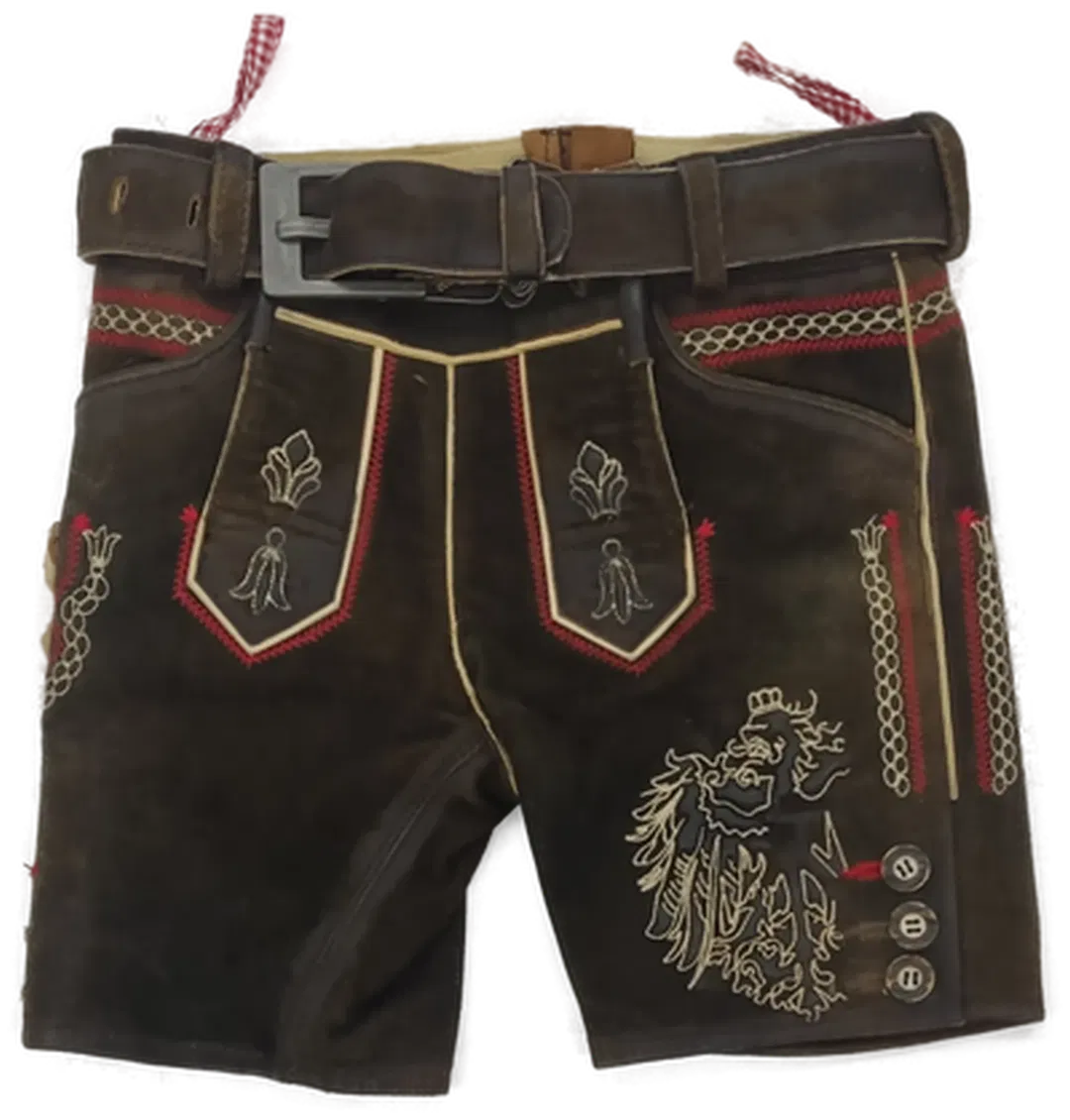 Premium Alpin de luxe Kurze Trachtlederhose für Kinder / Buben in der Größe 98/104 - Bild 4