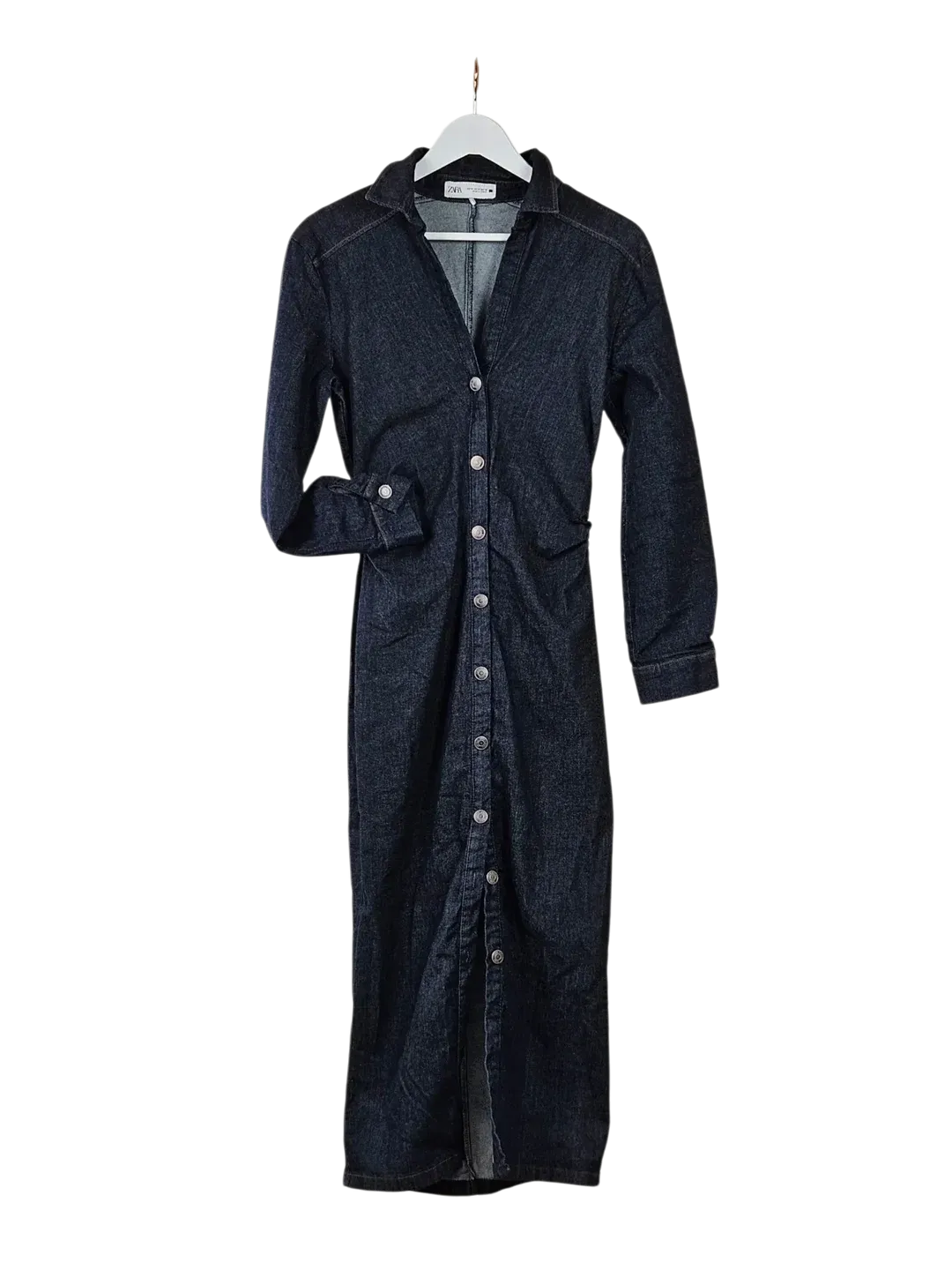 ZARA Damen Hemdblusenkleid, dunkelblau - Gr. L / 40 - Bild 1