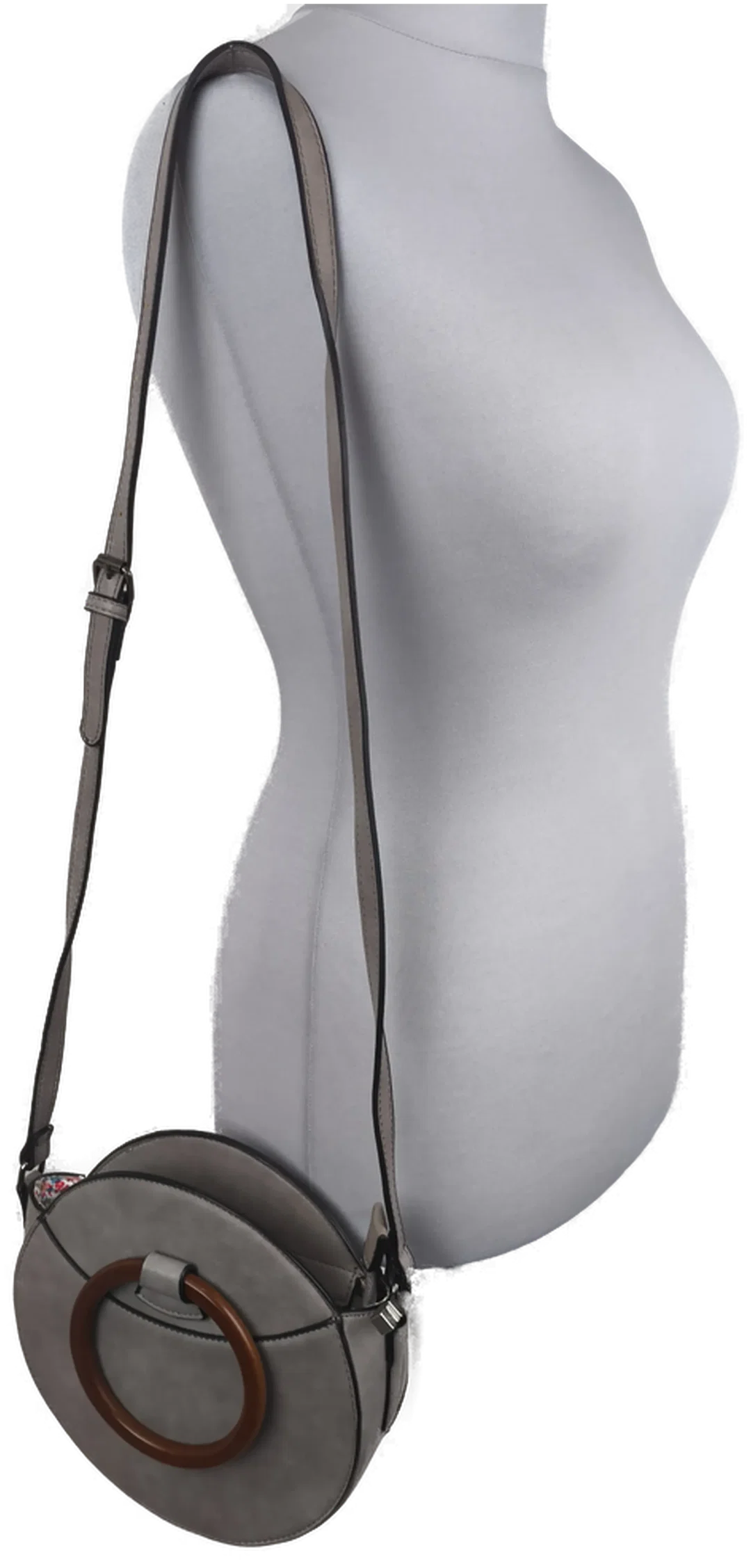 Mandoline, Handtasche rund, grau – Bild 4