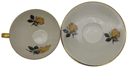 Blumenverzierte Kaffee Tasse mit Unterteller von Seltmann Weiden - Bild 3