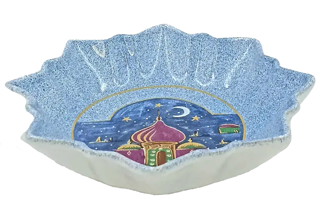 Weihnachtsteller blau gemustert - Bild 4