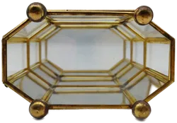 Kleiner Schmuckkasten mit Spiegel - aus Glas u. Metall - Bild 5