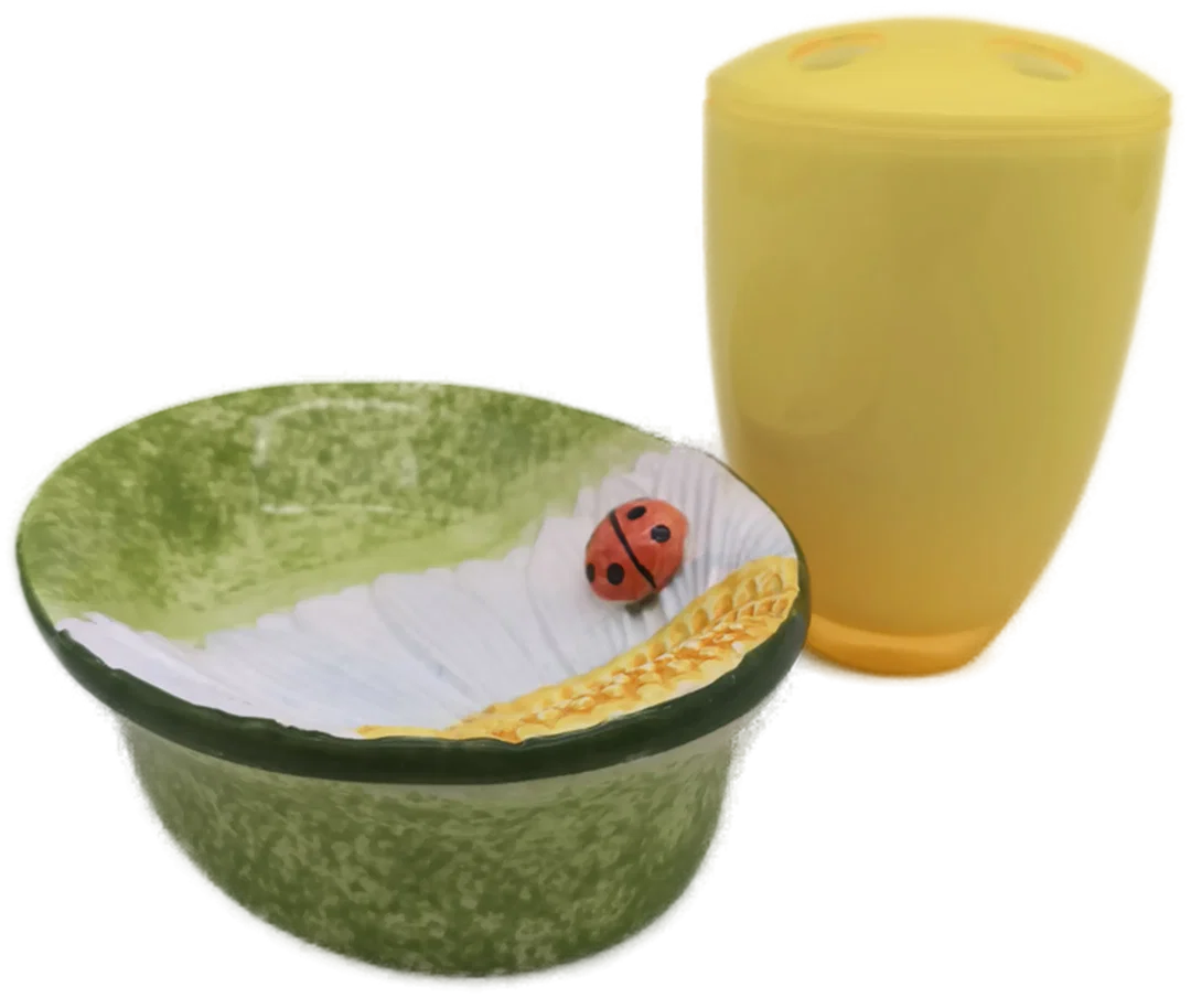 Badezimmer-Set, Zahnbürstenhalter und Seifenschale Marienkäfer – Bild 2