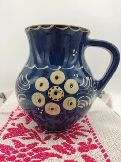 Keramikkrug blau mit Blumenmotiv | Landhaus – Vorschau 2