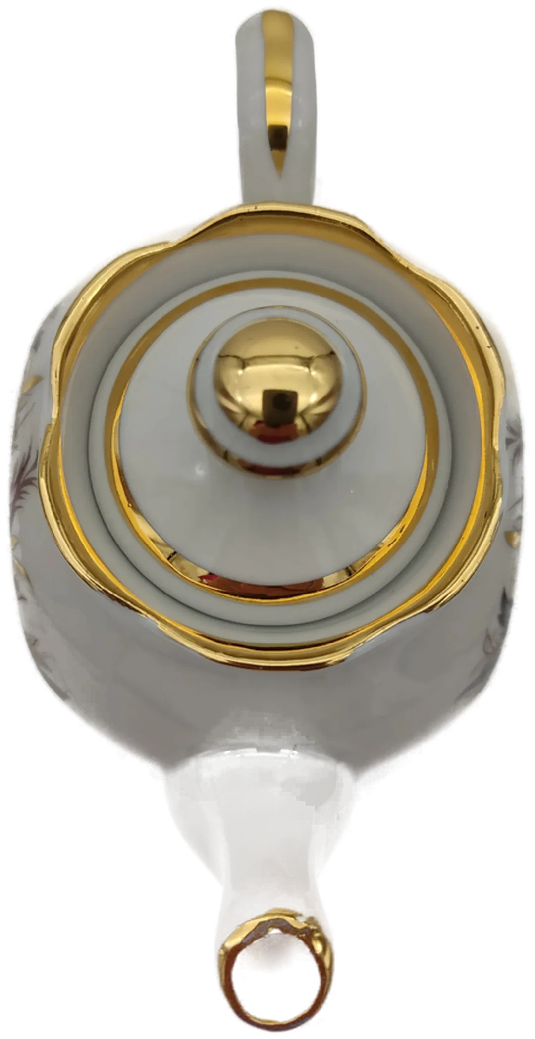 Porzellan-Teekanne mit Blumenmotiv und Gold aus Kiew | Ukrainischer Sammlerstück – Bild 6