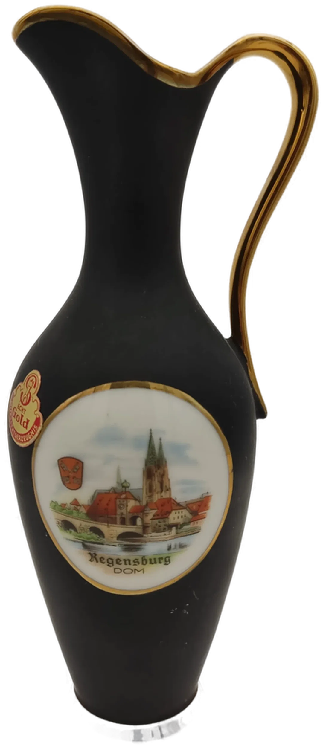 Porzellanvase Regensburg-Motiv | 24K-Gold Einmaliges Andenken - Bild 1