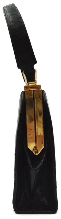 Kaimanleder Damen Vintagetasche schwarz - Bild 3