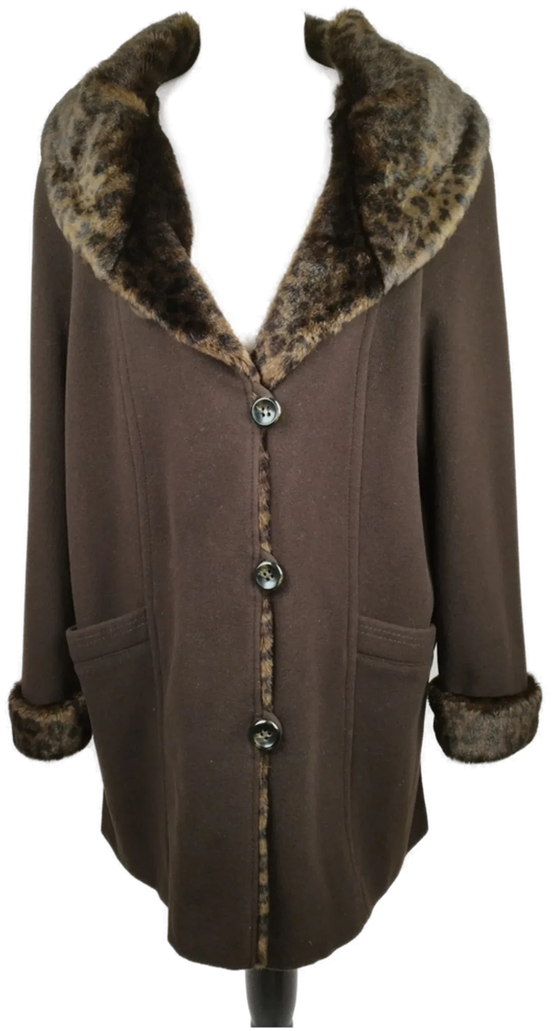 Barbara Lebek Mantel mit Leo-Print Kragen - Gr. 44  - Bild 1