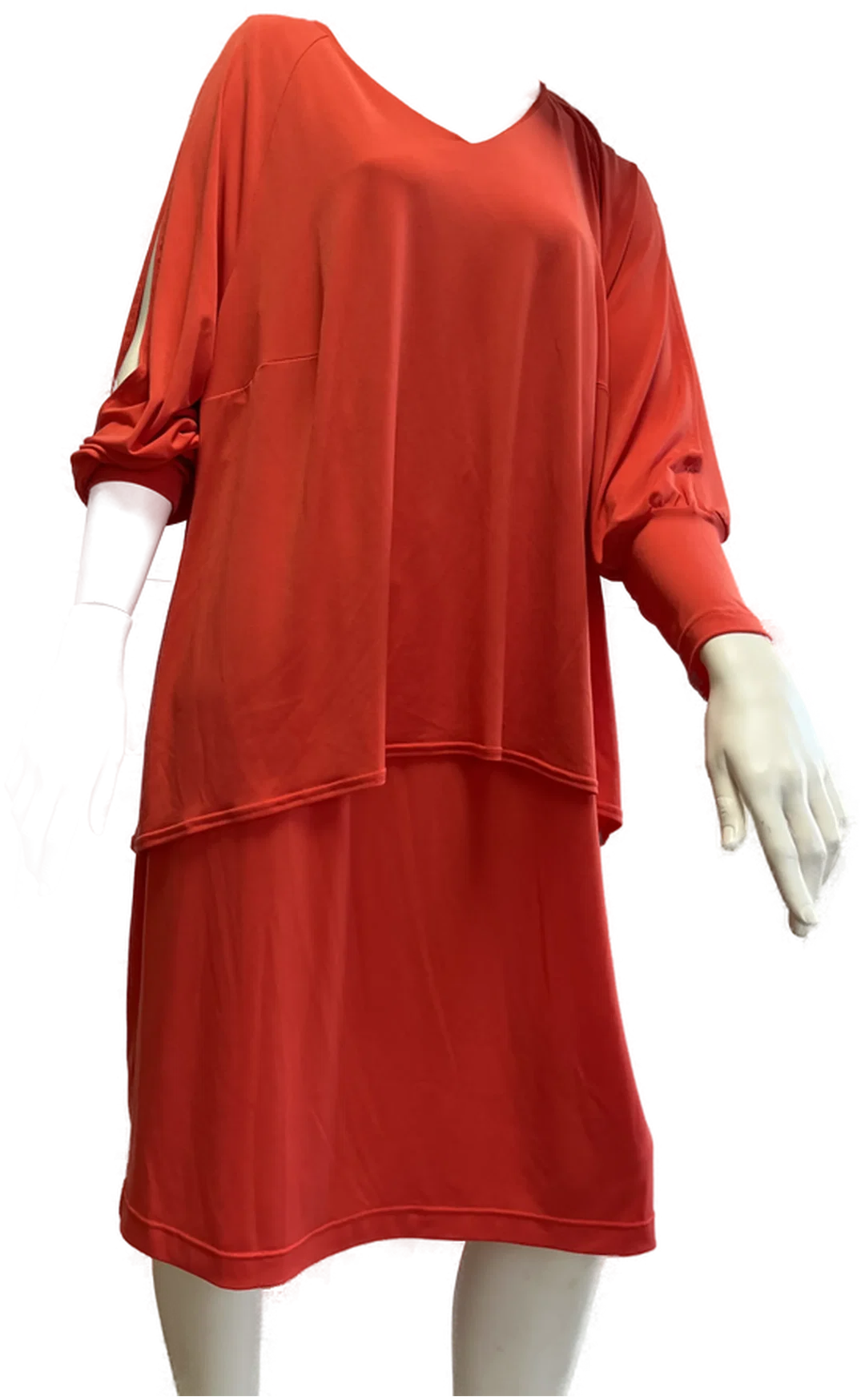 KIRSTEN KROG Design - festliches coral-rotes Damenkleid Gr. 50 Neu! – Bild 1