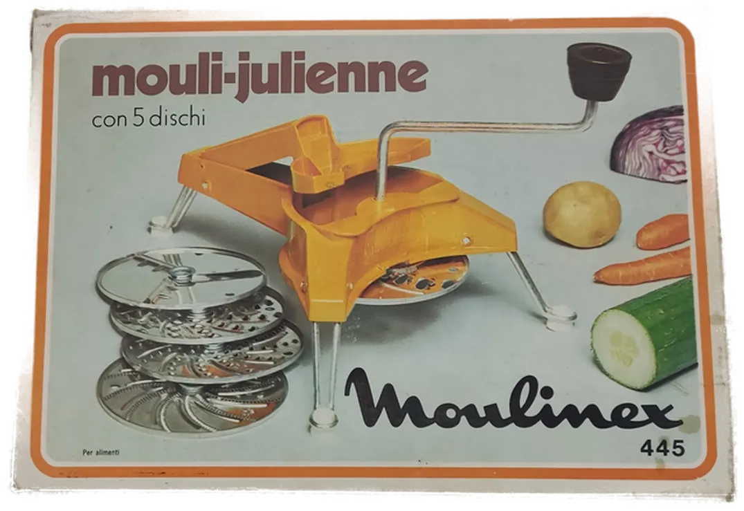 Vintage Kunststoff MOULI-JULIENNE Hobel Reibe  mit 5 Klingen – Bild 4