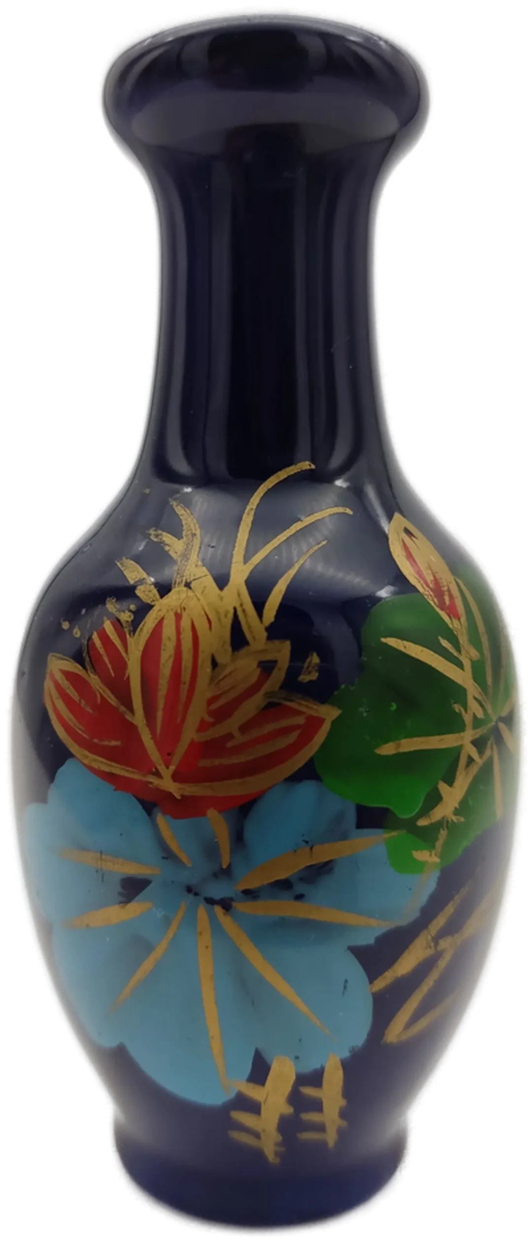 Kleine Kobalt-Keramikvase mit Blumenmotiv | Vintage-Schatz - Bild 4