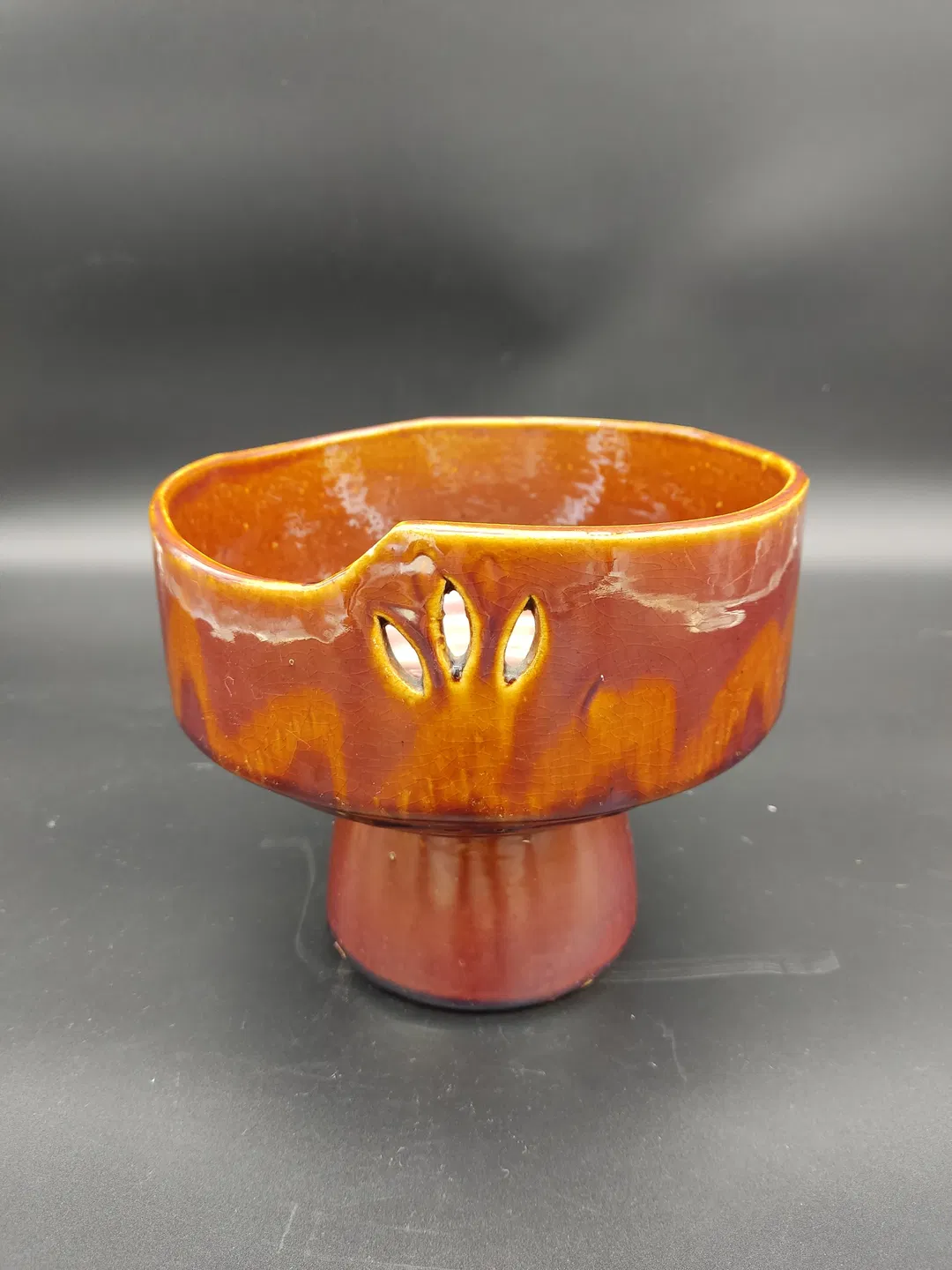 Vintage-Schale/Räucherschale mit Farbverlauf - ocker/braun  - Bild 1