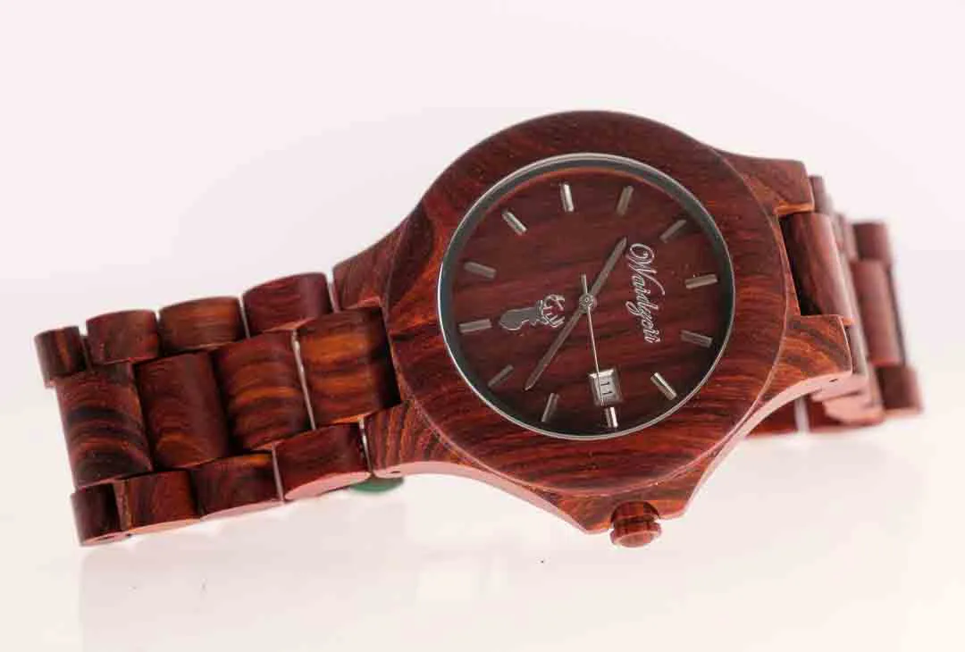 Uhr Waidzeit Gams Platzhirsch Holz-Armbanduhr Walnuß – Bild 3