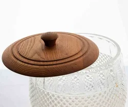 Vintage Bowletopf aus Kristallglas mit Echtholz-Deckel Ø 20 cm - Bild 2