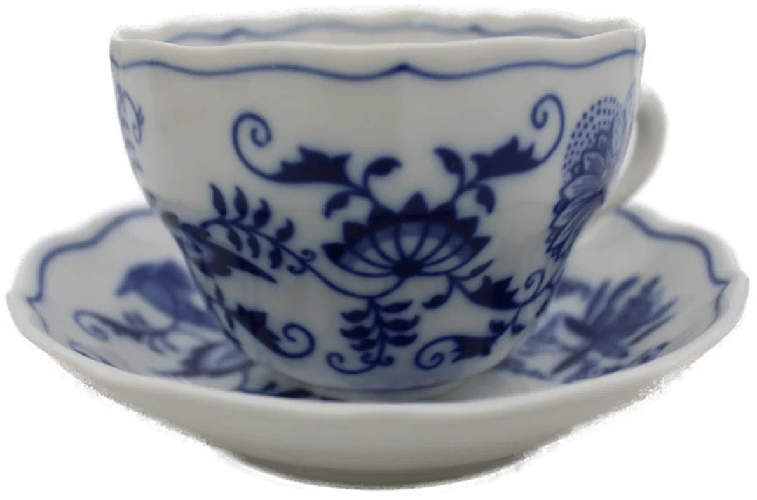 6-teiliges Tassen-Set mit Untertassen – Original Bohemia Zwiebelmuster  – Bild 2