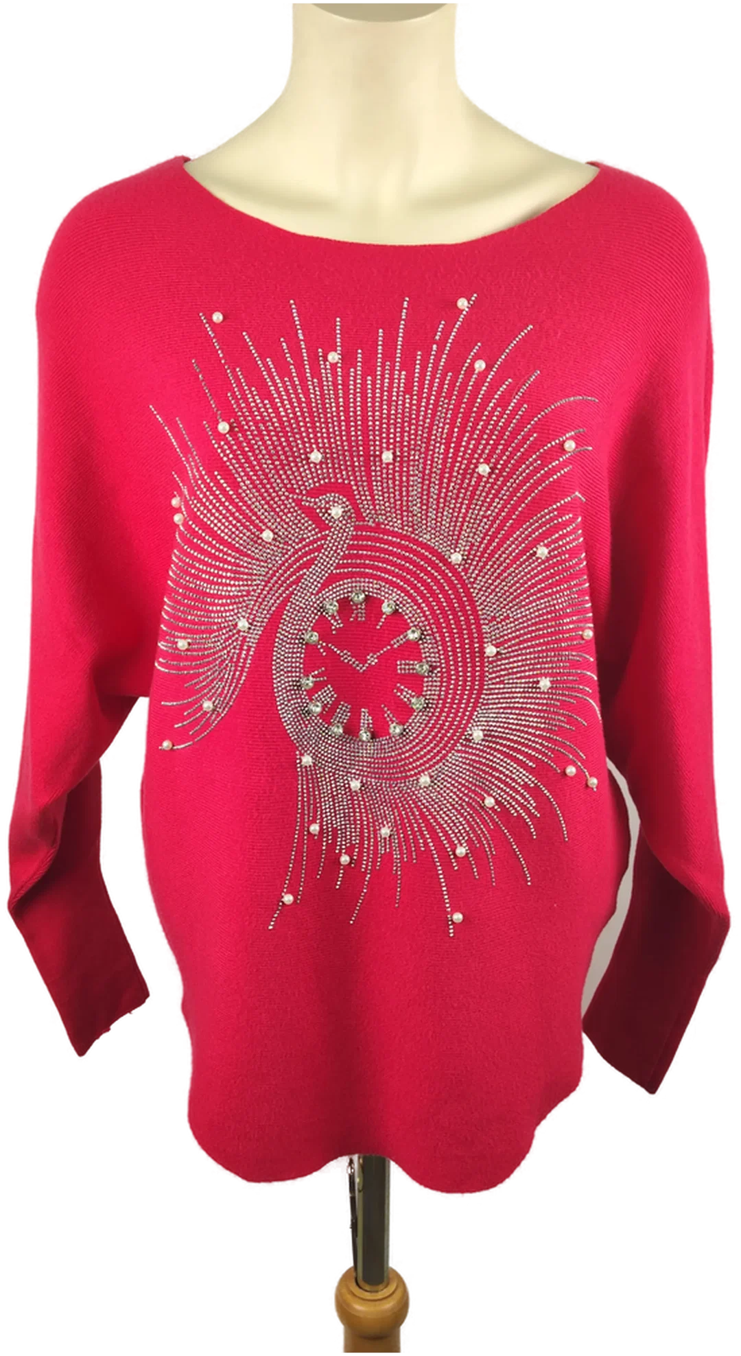 Damenpullover Größe 38 in Rot mit Schmuckmotiv | Glamour – Bild 1