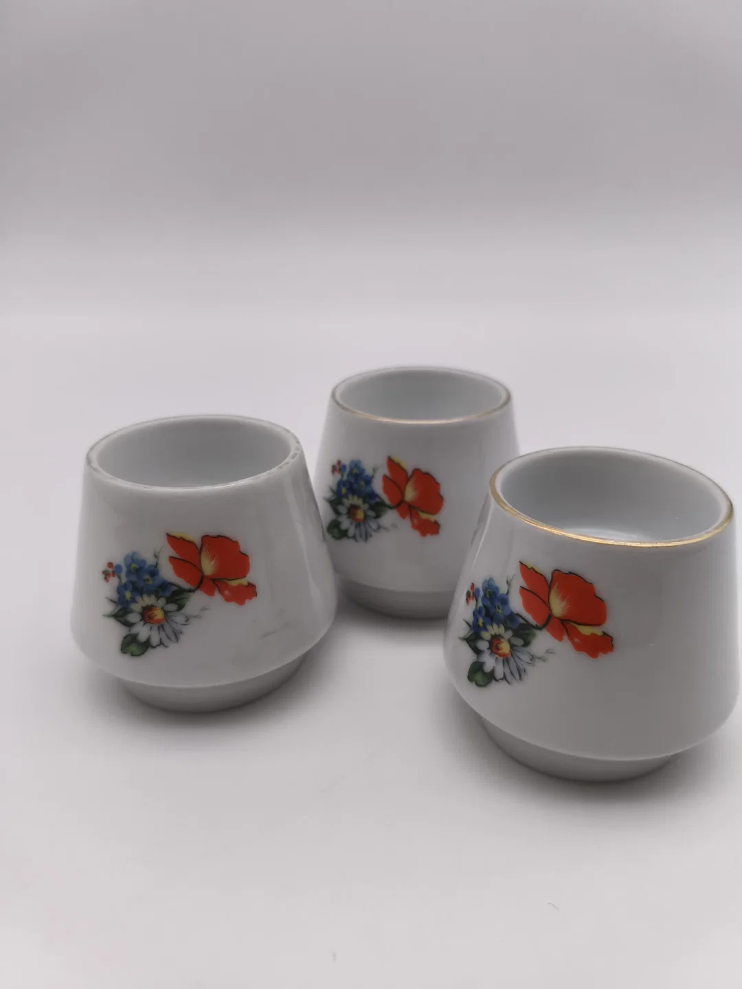 3 Stück Vintage Eierbecher, Bareuther Waldsassen, Wildblumen - Mohn - Kornblume – Bild 1