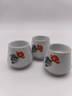 3 Stück Vintage Eierbecher, Bareuther Waldsassen, Wildblumen - Mohn - Kornblume