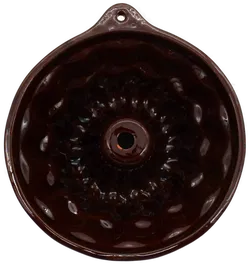 Keramik-Gugelhupf/Backform, braun glasiert, Ø ca. 30 cm, Westdeutschland, mit Aufhängeöse – auch als Wanddeko - Bild 3