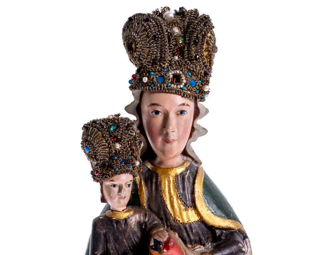 Skulptur Madonna mit Kind aus Holz, 42cm hoch – Bild 2