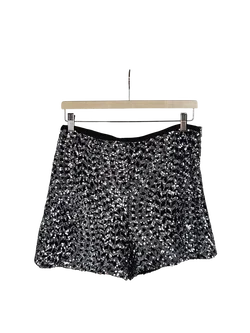 ZARA Damen Shorts mit Pailletten, schwarz - Gr. L / 40 - Bild 1