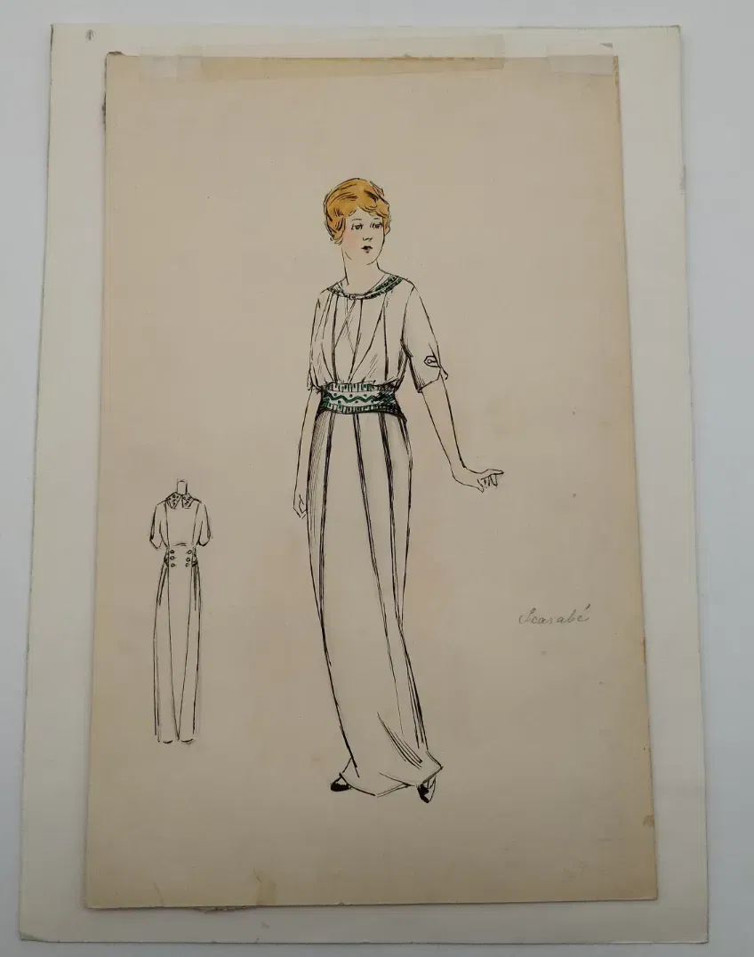 Antiquarische Aquarell Zeichnung von Scarabe, 1913 - Original - Bild 3