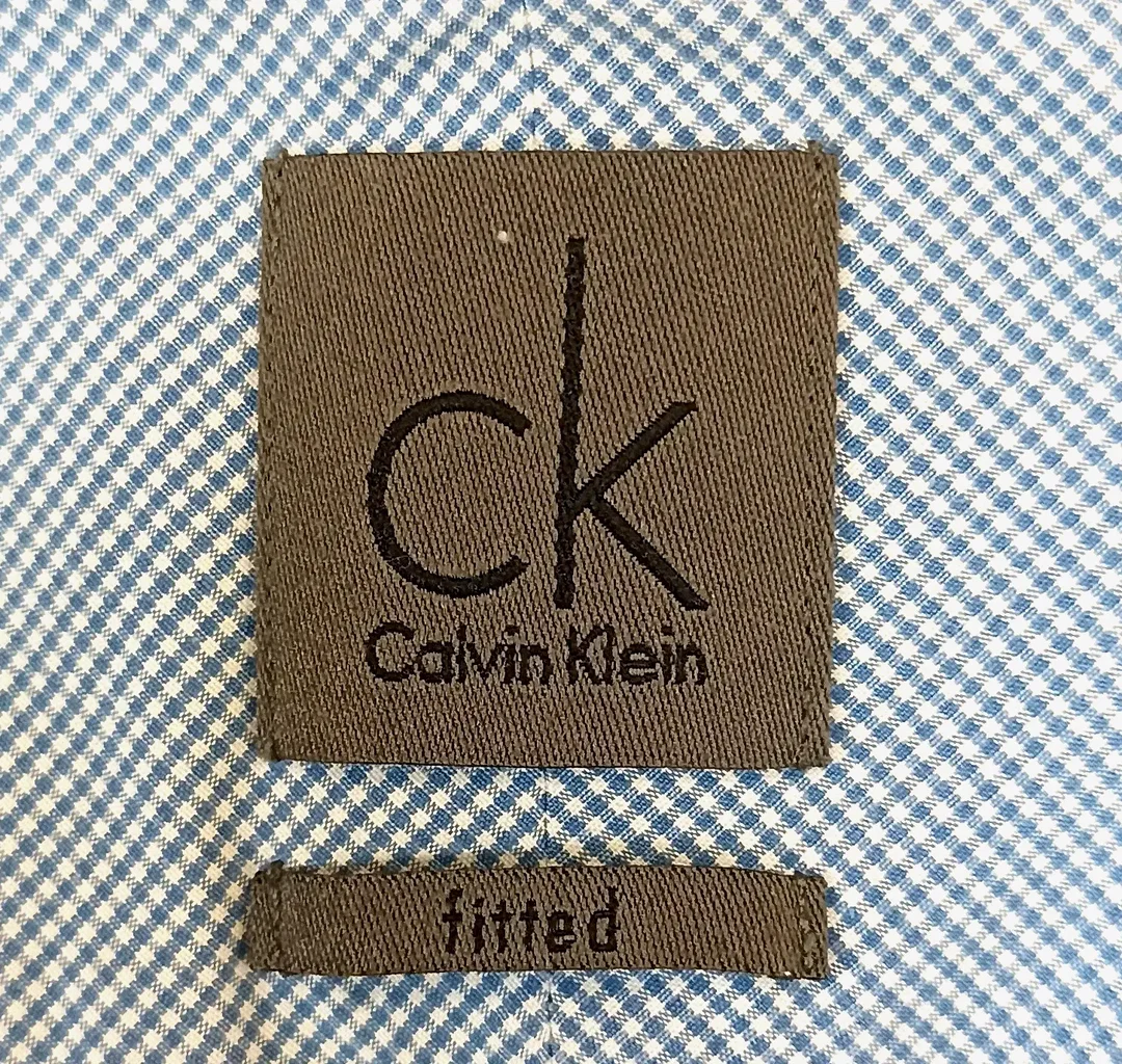Calvin Klein Herren Hemd blau/weiß kariert Gr. 41/16 – Bild 3