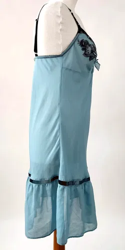 Etam Damen Negligé türkis mit Blumenmuster und Masche - Gr. FR 42 - Bild 3