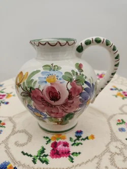 Ulmer Keramik Krug mit Blumenmotiv | Vintage-Charme – Vorschau 1