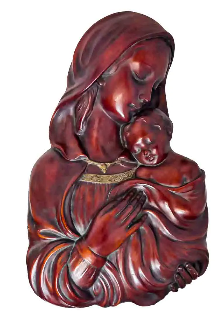 Achatit Madonna mit Kind Wandrelief Naturstein Handarbeit 1845H ca. 37,5cm - Bild 1